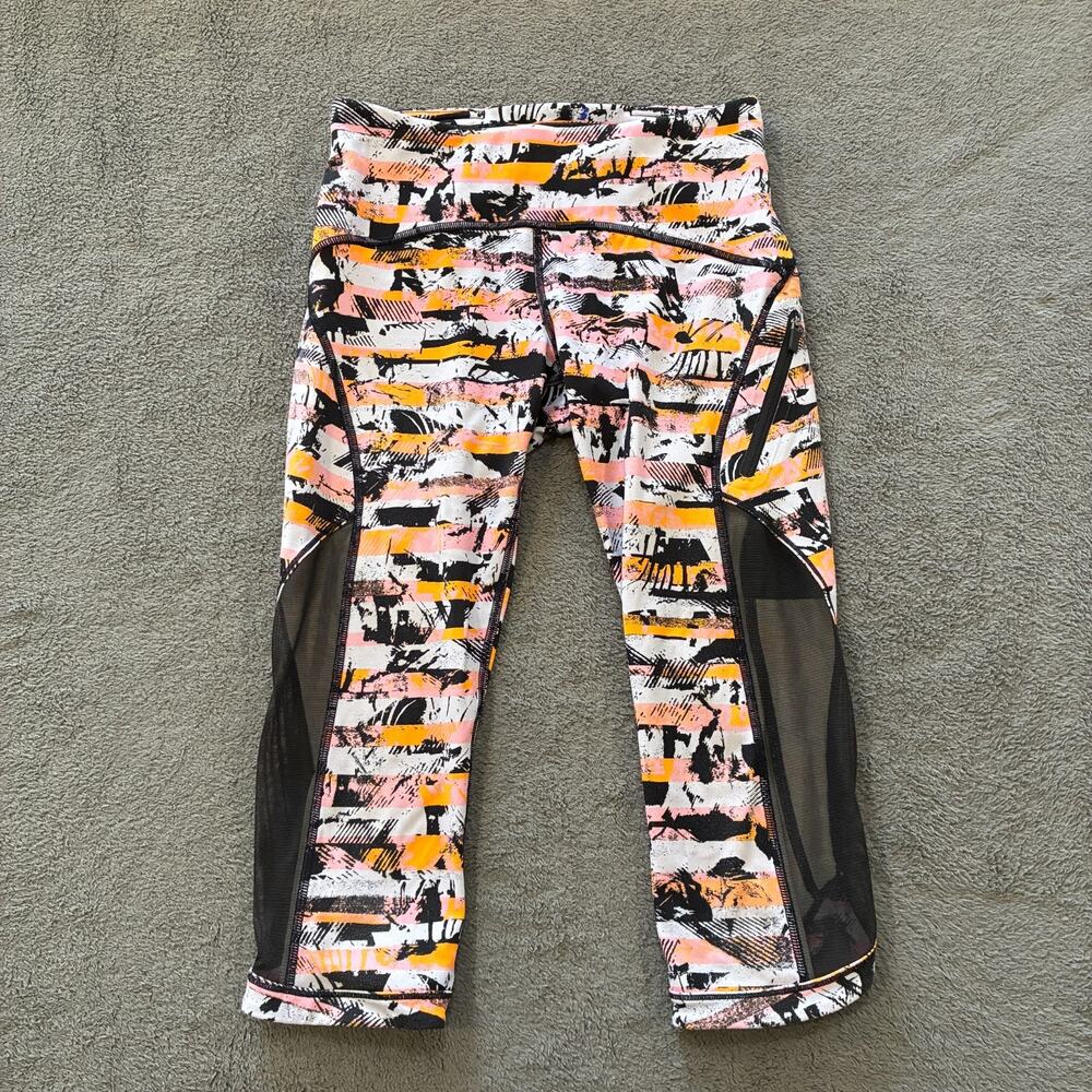 Lululemon Sun Runner Crop 17 Inversion Multi Athletic Leggings Women’s Size 2